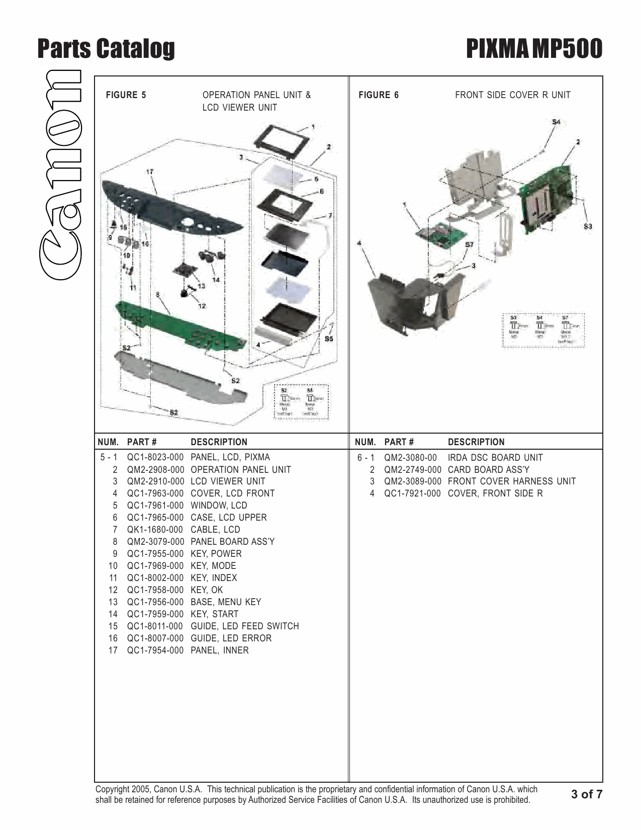 Canon PIXMA MP500 Parts Catalog Manual-4